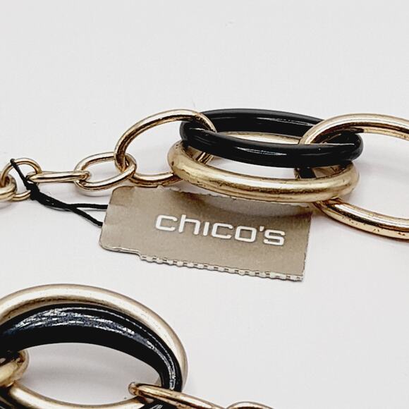 Chico’s Black & Gold Link Statement Necklace, 25", NWT, Original $69 - Picture 7 of 9